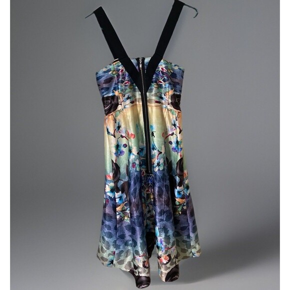 Mackenzie Mode Watercolor Dress Tea Length Size 4 Australian - Picture 3 of 8